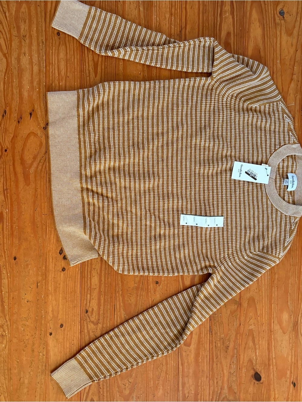 Goodfellow & Co Mustard and Cream Striped Pullover